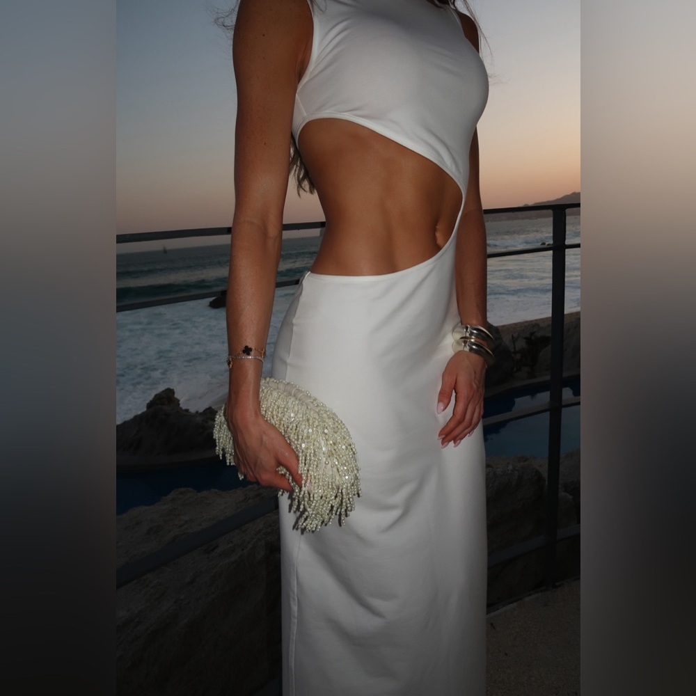Cha the label White Cutout Maxi Dress